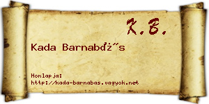 Kada Barnabás névjegykártya